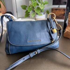 Marc Jacobs Boho Grind Navy Pebbled Leather Crossbody Bag